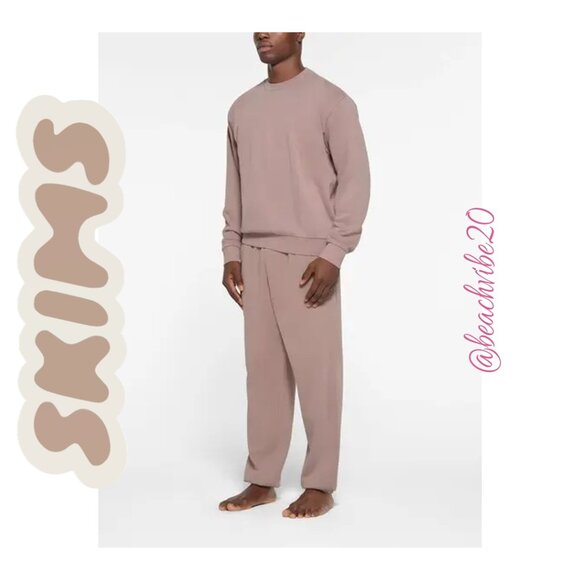 SKIMS Men's Terry Fleece Classic Crewneck Fawn Medium NWT - Picture 2 of 5